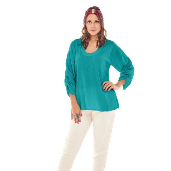 Oh My Gauze! Tops Oh My Gauze Lana Ruched Cotton Gauze Blouse